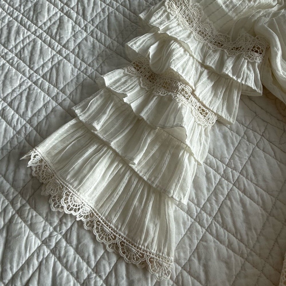 NWT Zimmermann Size 0 Ivory Cotton Lace Dress with Tie Waist - Picture 9 of 16